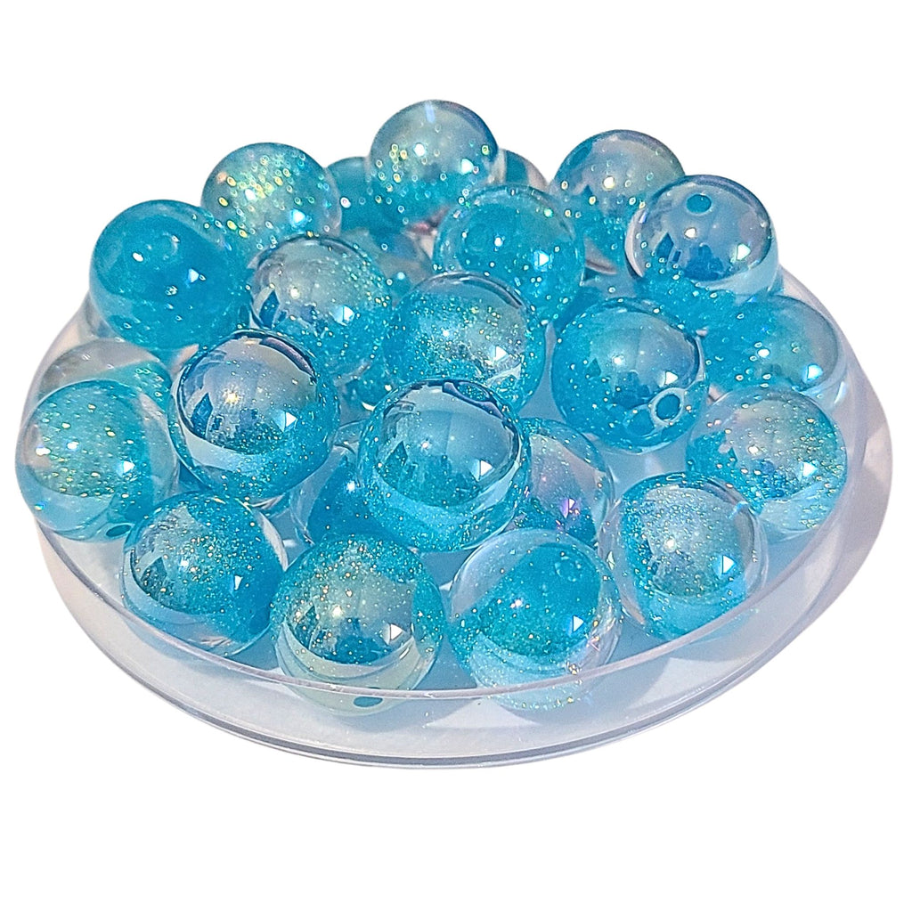 275 - Boules acryliques Glitter AB Turquoise 16MM