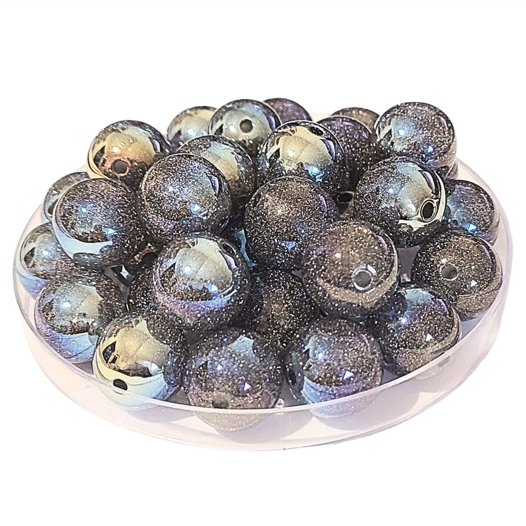 277 - Boules acryliques Glitter AB Gris 16MM