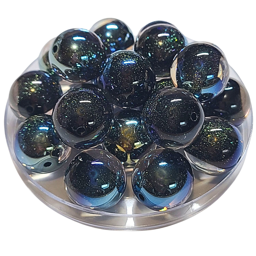 278 - Boules acryliques Glitter AB Noir 20MM