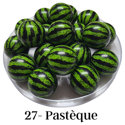 27 - Boules acryliques brillantes Pastèque 20MM