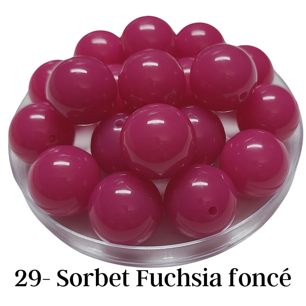 29 - Boules acryliques brillantes Sorbet Fuchsia foncé 20MM
