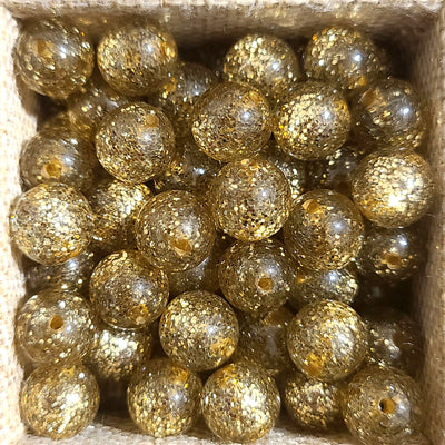 1002- Glitter doré - Perles Polaris rondes 10mm