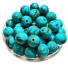 301 - Boules acryliques brillantes Turquoise marbré 16MM