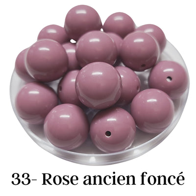 33 - Boules acryliques brillantes Rose ancien foncé 20MM