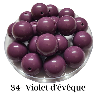 34 - Boules acryliques brillantes Violet d'évêque 20MM