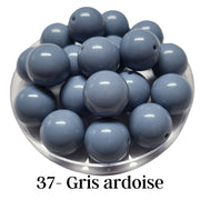 37 - Boules acryliques brillantes Gris ardoise 20MM