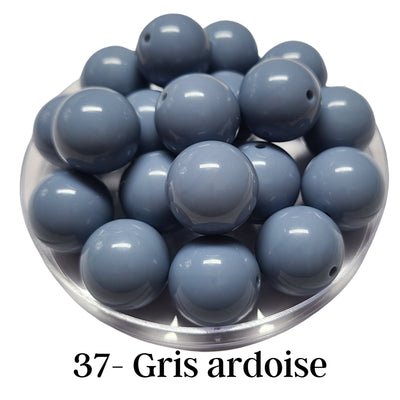 37 - Boules acryliques brillantes Gris ardoise 20MM