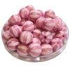 411 - Boules acryliques Rayées Irisées - Rose dragée 16MM
