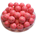 392 - Boules acryliques Rayées Irisées - Rose Barbie 16MM