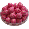 413 - Boules acryliques Rayées Irisées - Rose Bonbon 16MM