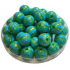 419 - Boules acryliques Rayées Irisées - Turquoise & Vert 16MM