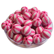 211 - Boules acryliques Rayées Rose 16MM