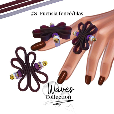 KIT bague silicone collection Waves - Fuchsia foncé/lilas #3
