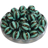 421 - Boules acryliques Rayées Irisées - Jade & Noir