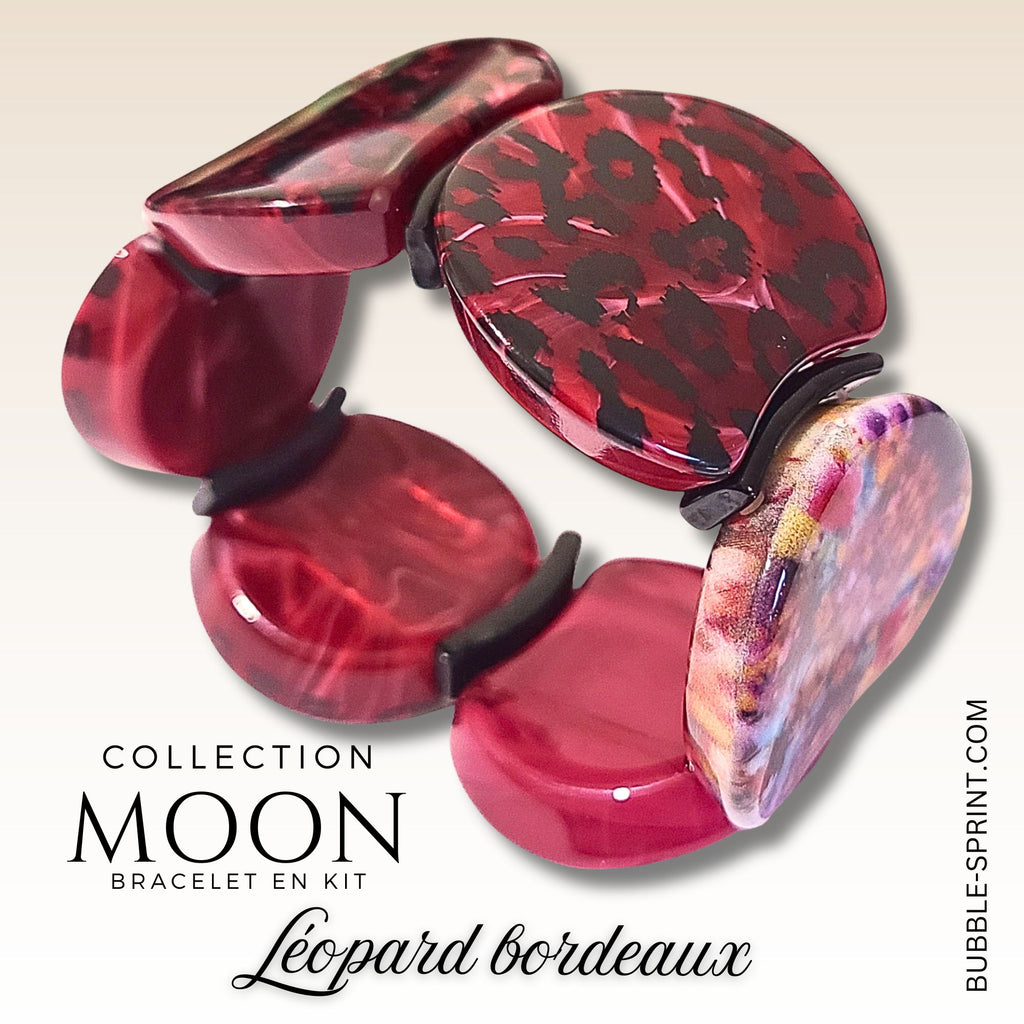 KIT bracelet collection MOON - Léopard bordeaux