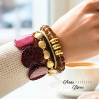 KIT bracelet collection MOON - Léopard bordeaux