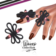 KIT bague silicone collection Waves - Noir/fuchsia #4