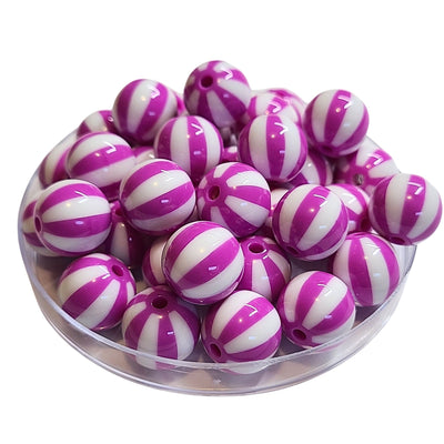 212 - Boules acryliques Rayées Orchidée 16MM