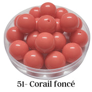 51 - Boules acryliques brillantes Corail foncé 20MM