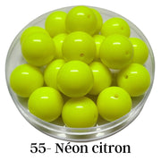 55 - Boules acryliques brillantes Néon citron 20MM