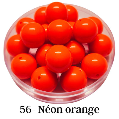 56 - Boules acryliques brillantes Néon orange 20MM