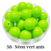 58 - Boules acryliques brillantes Néon vert anis 20MM
