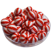213 - Boules acryliques Rayées Cerise 16MM