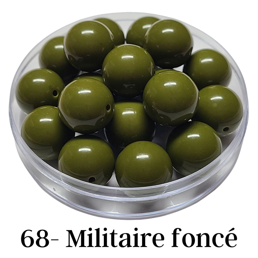 68 - Boules acryliques brillantes Militaire foncé 20MM