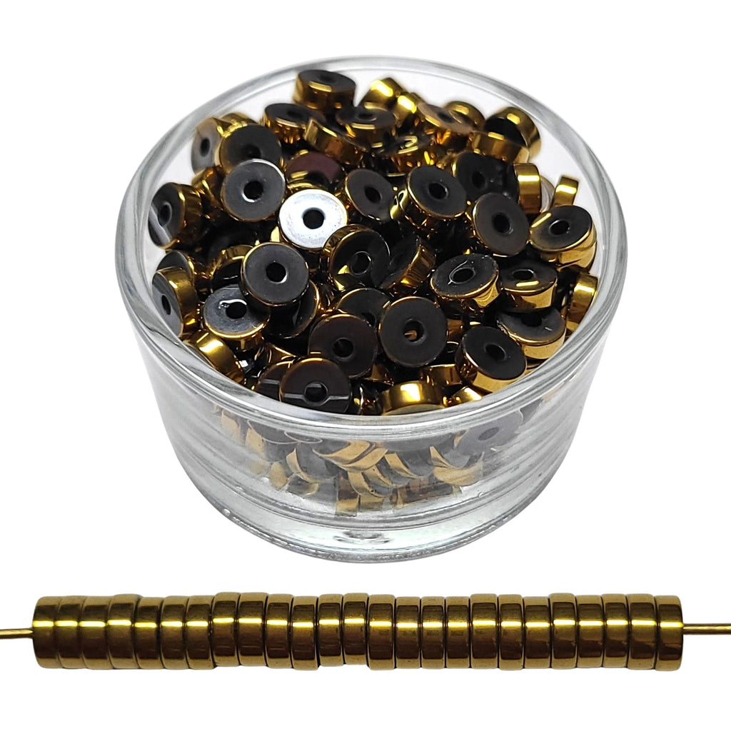 6MM- Rondelles en Hématite, dorées réf HD-1