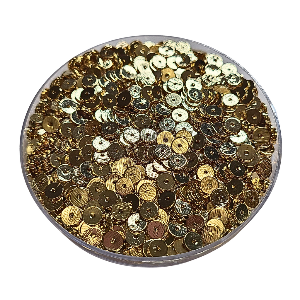 6MM- Rondelles brossées, plaqué or, réf PLO-11