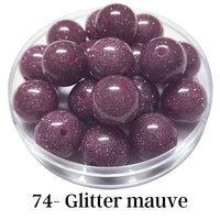 74 - Boules acryliques brillantes Glitter mauve 20MM