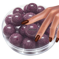 74 - Boules acryliques brillantes Glitter mauve 20MM