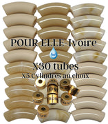 Camaieu 75- Lot mixte tubes incurvés 12MM, et 5 cylindres -POUR ELLE Ivoire