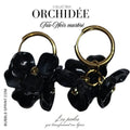 Créoles Trio d'Orchidées - Noir marbré