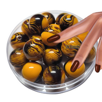 78 - Boules acryliques brillantes Orange/caramel strié 20MM