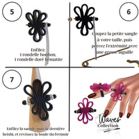KIT bague silicone collection Waves - Noir/fuchsia #4