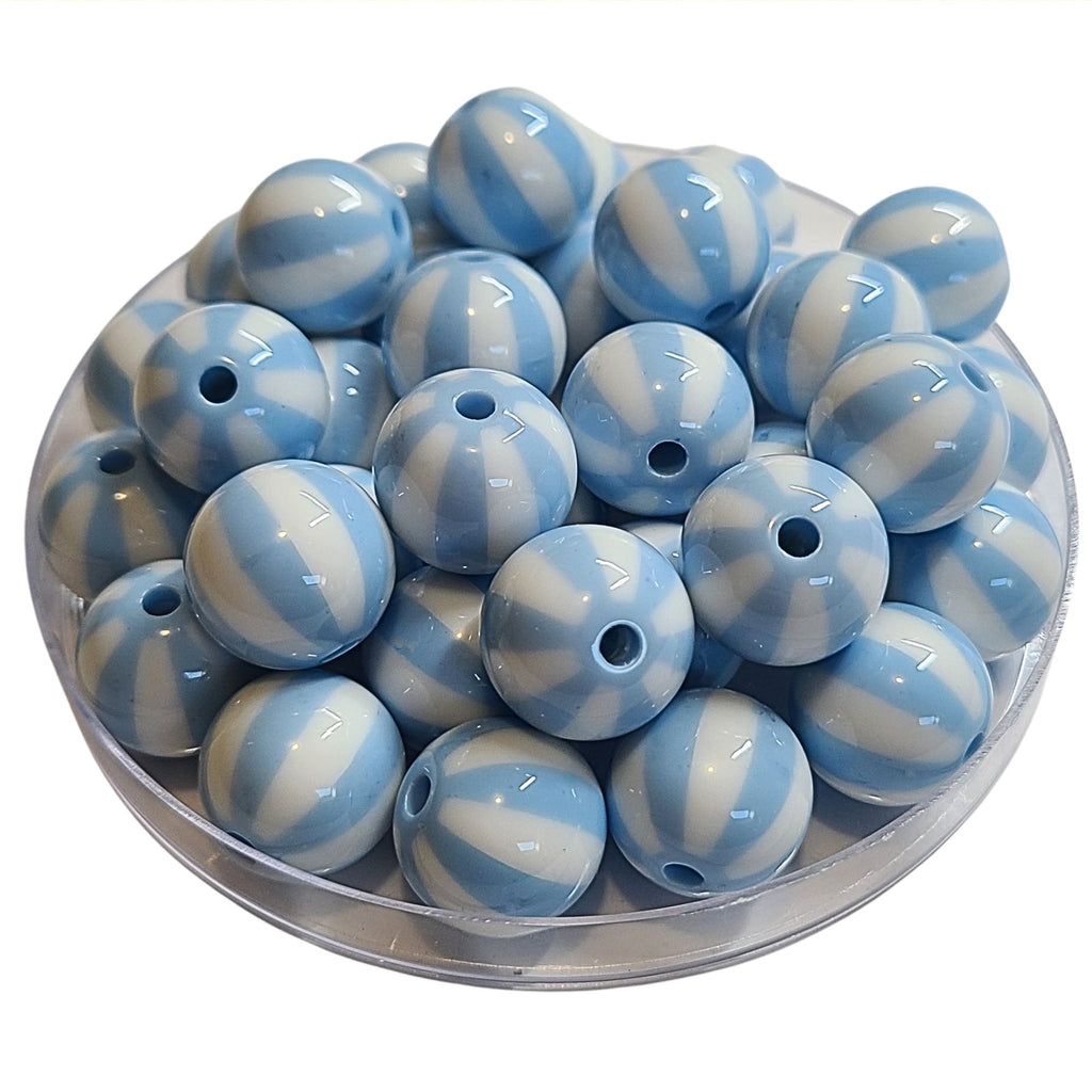 215 - Boules acryliques Rayées Ciel 16MM