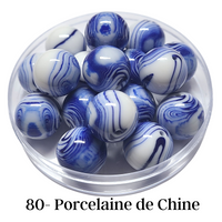 80 - Boules acryliques brillantes Porcelaine de Chine 20MM