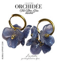 Créoles Trio d'Orchidées - Bleu gris marbré