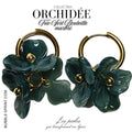 Créoles Trio d'Orchidées - Vert bouteille marbré