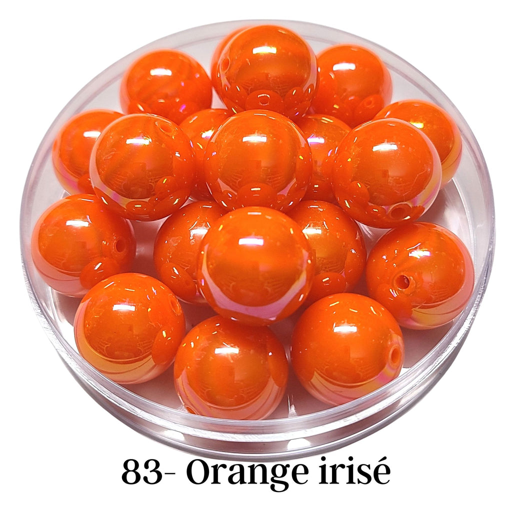 83 - Boules acryliques brillantes Orange irisé 20MM