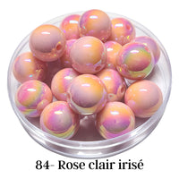 84 - Boules acryliques brillantes Rose clair irisé 20MM