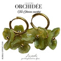 Créoles Trio d'Orchidées - Olivine marbré