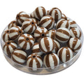 389 - Boules acryliques Rayées Chocolat 16MM