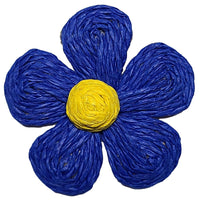 Fleur marguerite en raphia Bleu roi #9