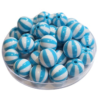 216 - Boules acryliques Rayées Cyan 16MM