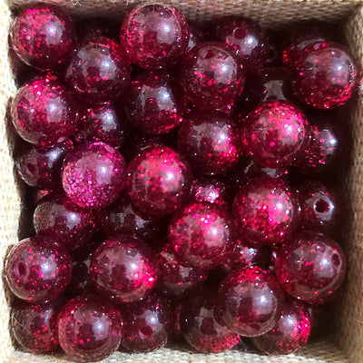 1008- Glitter fuchsia foncé - Perles Polaris rondes 10mm