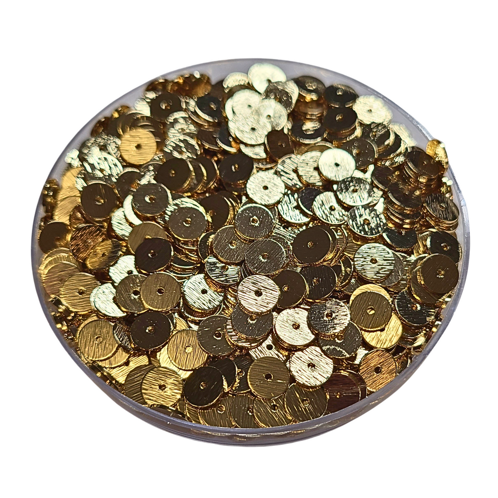 8MM- Rondelles brossées, plaqué or, réf PLO-12