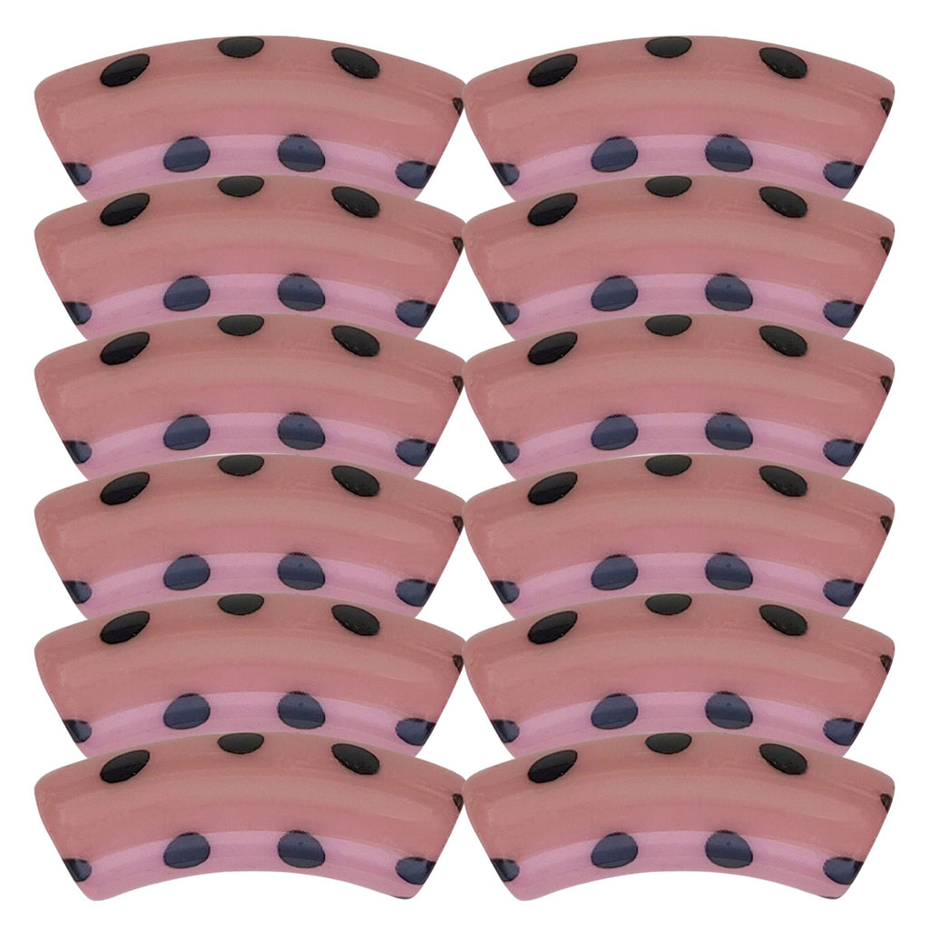 406 - Tubes incurvés DESIGN - Motif Pois Rose ancien 12MM
