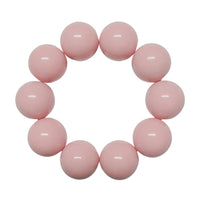 60 - Boules acryliques brillantes Rayé rose et blanc 20MM